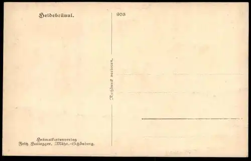 ALTE POSTKARTE HEIDEBRÜNNL KAPELLE ALTVATERGEBIRGE KREIS MÄHRISCH SCHÖNBERG Heidebrünnel Mähren Wegkreuz postcard cpa AK