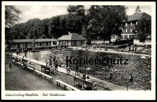 ÄLTERE POSTKARTE HOHENLIMBURG WESTFALEN BAD HENKHAUSEN FREIBAD SCHWIMMBAD HAGEN bath Adenauer Ansichtskarte cpa postcard