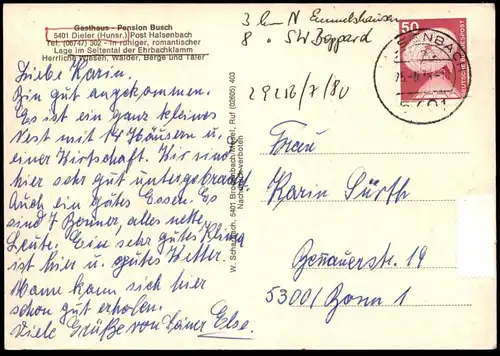 ÄLTERE POSTKARTE GRUSS AUS DIELER HUNSRÜCK GASTHAUS BUSCH BREISBACHTAL STAHLBRUNNEN NEY HUNSRÜCK-MITTELRHEIN AK cpa