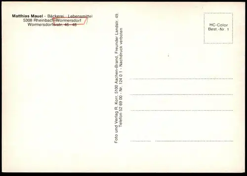 ÄLTERE POSTKARTE RHEINBACH-WORMERSDORF TCHIBO BACKSTUBE KREISSPARKASSE Ansichtskarte AK postcard cpa