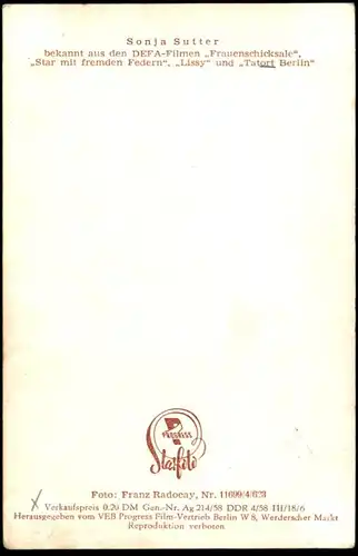 DREI ALTE KARTEN SONJA SUTTER CHRISTA FÜGNER LOTHAR BLUMHAGEN FILM-SCHAUSPIELER STARFOTO DEFA VEB PROGRESS BERLIN DDR