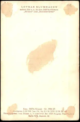 DREI ALTE KARTEN SONJA SUTTER CHRISTA FÜGNER LOTHAR BLUMHAGEN FILM-SCHAUSPIELER STARFOTO DEFA VEB PROGRESS BERLIN DDR