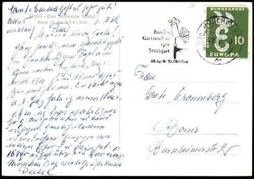 ÄLTERE POSTKARTE TEE BAR TRANS EUROPA EXPRESS DSG DAS ROLLENDE HOTEL Eisenbahn Zug train Waggon postcard Ansichtskarte