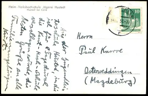 ALTE POSTKARTE JÄGEREI HUSTEDT HEIM-VOLKSHOCHSCHULE BEI CELLE Fachwerkhaus Jagdhaus Ansichtskarte AK cpa postcard