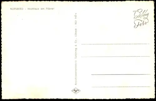 ÄLTERE POSTKARTE NÜRNBERG HOCHHAUS AM PLÄRRER PLAKAT MIT CLOWN AMTLICHES BAYERISCHES REISEBÜRO Ansichtskarte postcard AK