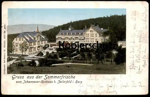 ALTE POSTKARTE CLAUSTHAL-ZELLERFELD JOHANNESER KURHAUS VERGOLDETE FENSTER GIEBEL OBERHARZ Ansichtskarte cpa postcard