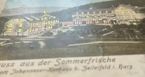 ALTE POSTKARTE CLAUSTHAL-ZELLERFELD JOHANNESER KURHAUS VERGOLDETE FENSTER GIEBEL OBERHARZ Ansichtskarte cpa postcard