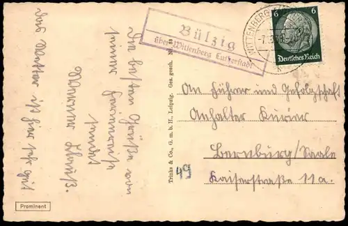 ALTE POSTKARTE LUTHERSTADT WITTENBERG LUTHERHAUS RECHTECKSTEMPEL BÜLZIG STEMPEL LANDPOSTSTEMPEL Luther house AK postcard