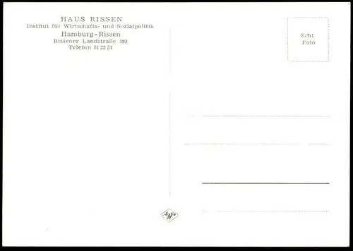 ÄLTERE POSTKARTE HAMBURG HAUS RISSEN HAUPTHAUS INSTITUT FÜR WIRTSCHAFTS- UND SOZIALPOLITIK Blankenese AK postcard cpa