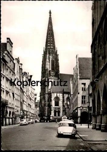 ÄLTERE POSTKARTE MÜNSTER WESTFALEN ST. LAMBERTI UND PRINZIPALMARKT AUTO UNION DKW 1000 Ansichtskarte AK postcard cpa