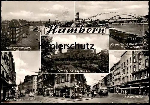 ÄLTERE POSTKARTE DUISBURG HAMBORN ZECHE THYSSEN WESELER STRASSE RHEIN HERNE KANAL Frachtschiff cargo ship postcard AK