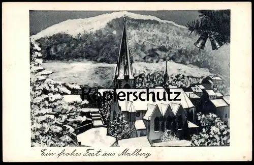 ÄLTERE POSTKARTE EIN FROHES FEST AUS MALBERG EIFEL BEI KYLLBURG WEIHNACHTEN SCHNEE Bitburger Land Ansichtskarte postcard