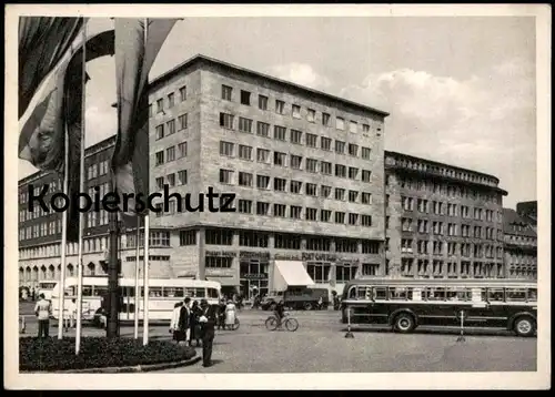 ALTE POSTKARTE ESSEN POSTBAU AM BAHNHOF BUS OMNIBUS station gare Postamt Post Ansichtskarte cpa postcard AK