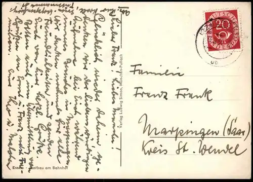 ALTE POSTKARTE ESSEN POSTBAU AM BAHNHOF BUS OMNIBUS station gare Postamt Post Ansichtskarte cpa postcard AK