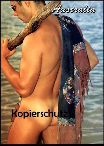 ÄLTERE POSTKARTE AUSTRALIA BRONZED AUSSIES Photo J. D. Martin Aussie nue nu homme nus nude man nudist Mann cpa postcard