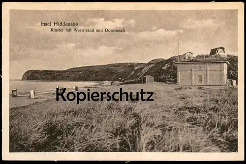 ALTE POSTKARTE INSEL HIDDENSEE KLOSTER MIT WESTSTRAND UND DORNBUSCH AK Ansichtskarte postcard cpa