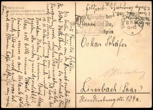 ALTE POSTKARTE ZWICKAU KÖNIG ALBERT MUSEUM MIT ROBERT SCHUMANN ABTEILUNG Ansichtskarte cpa postcard AK