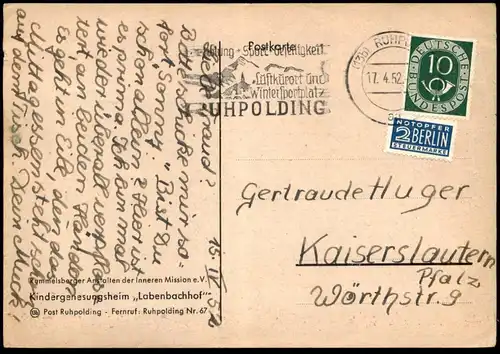 ALTE POSTKARTE LABENBACH MIT RAUSCHBERG LABENBACHHOF RUHPOLDING E. SCHILLING MÜNCHEN 1919 Ansichtskarte AK cpa postcard