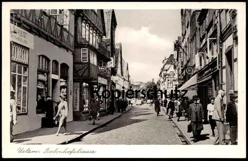 ÄLTERE POSTKARTE UELZEN BAHNHOFSTRASSE SCHULTZ ...HANDLUNG FRISEUR Ansichtskarte AK cpa postcard