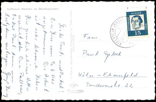 ÄLTERE POSTKARTE LUFTKURORT BIELSTEIN PANORAMA WIEHL IM OBERBERGISCHEN LAND Ansichtskarte AK cpa postcard