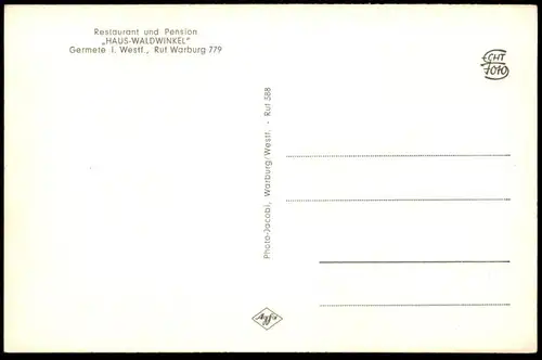 ÄLTERE POSTKARTE GERMETE RESTAURANT UND PENSIONHAUS WALDWINKEL RUF WARBURG Ansichtskarte AK postcard cpa