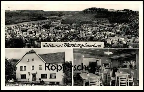ÄLTERE POSTKARTE LUFTKURORT MARSBERG IM SAUERLAND GASTHOF WALDECKER HOF JUKEBOX SPIELAUTOMAT Ansichtskarte postcard cpa