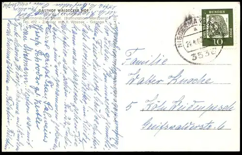 ÄLTERE POSTKARTE LUFTKURORT MARSBERG IM SAUERLAND GASTHOF WALDECKER HOF JUKEBOX SPIELAUTOMAT Ansichtskarte postcard cpa