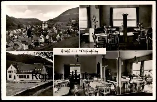 ÄLTERE POSTKARTE GRUSS AUS WIESENSTEIG GASTHOF PENSION KAFFEE ZUM FILSURSPRUNG BES. K. BOHNAKER BAB AUSFAHRT MÜHLHAUSEN