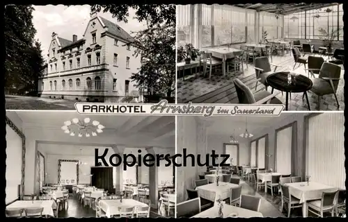 ÄLTERE POSTKARTE PARKHOTEL ARNSBERG IM SAUERLAND INNENANSICHT INNENEINRICHTUNG Hotel Ansichtskarte AK cpa postcard