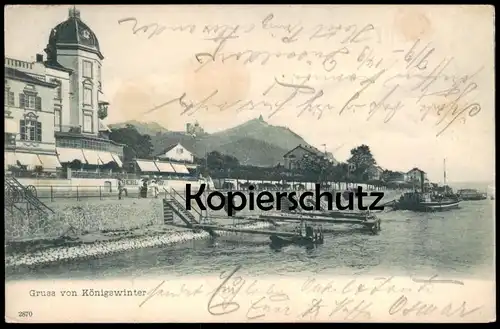 ALTE POSTKARTE GRUSS VON KÖNIGSWINTER RHEIN HOTEL BERLINER HOF RHEIN SCHIFF ship Ansichtskarte AK cpa postcard