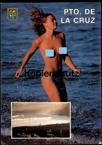 ÄLTERE POSTKARTE TENERIFE PUERTO DE LA CRUZ NACKT FRAU Brust seins nus nude breast woman nue Ansichtskarte AK postcard