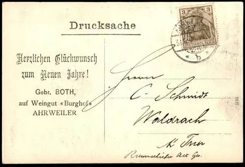 ALTE POSTKARTE AHRWEILER KELLEREI WEINGUT BURGHOF GEBRÜDER BOTH GLÜCKWUNSCH NEUJAHR NEUENAHR Ansichtskarte cpa postcard