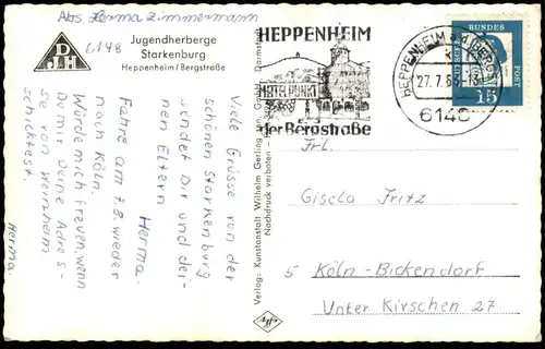 ÄLTERE POSTKARTE HEPPENHEIM BERGSTRASSE JUGENDHERBERGE STARKENBURG Brunnen Ansichtskarte AK cpa postcard