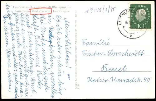 ÄLTERE POSTKARTE SANATORIUM RODERBIRKEN HAUS 2 LANDESVERSICHERUNGSANSTALT RHEINPROVINZ LEICHLINGEN Ansichtskarte AK cpa