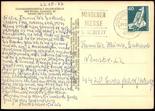 ÄLTERE POSTKARTE MINDEN LUFTBILD DIAKONISSENANSTALT SALEM-KÖSLIN KUHLENSTRASSE 82 Ansichtskarte cpa postcard