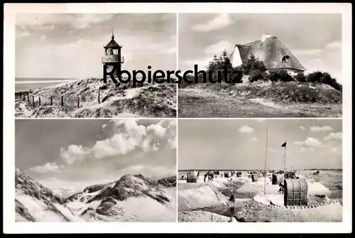 ALTE POSTKARTE INSEL AMRUM NORDDORF LEUCHTTURM STRANDKÖRBE DÜNEN BAUERNHAUS Haus Kate Ansichtskarte AK cpa postcard