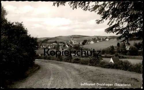 ÄLTERE POSTKARTE LUFTKURORT DROLSHAGEN WEG PANORAMA SAUERLAND Ansichtskarte AK cpa postcard