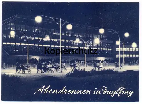 ÄLTERE POSTKARTE MÜNCHEN DAGLFING ABENDRENNEN RENNBAHN Pferderennen horse race chevaux bei Nacht at night nuit postcard
