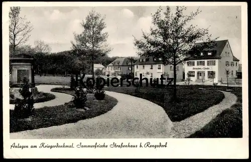 ALTE POSTKARTE STRASSENHAUS BEI RENGSDORF ANLAGEN AM KRIEGERDENKMAL PENSION ZUR LINDE Rengsdorf-Waldbreitbach AK cpa