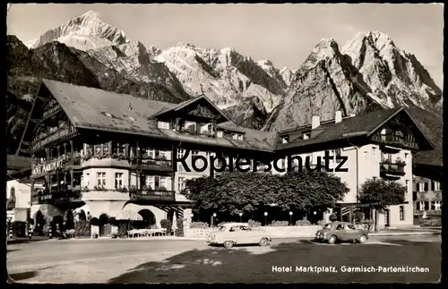 ÄLTERE POSTKARTE GARMISCH-PARTENKIRCHEN HOTEL MARKTPLATZ erkennbar Baugeschäft Ostler Ansichtskarte AK cpa postcard