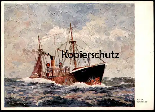 ÄLTERE KÜNSTLER POSTKARTE SCHIFF KLAUS WENKUS MARINEMALER CLAUS Dampfer bateau sailing ship Marke Kieler Woche postcard