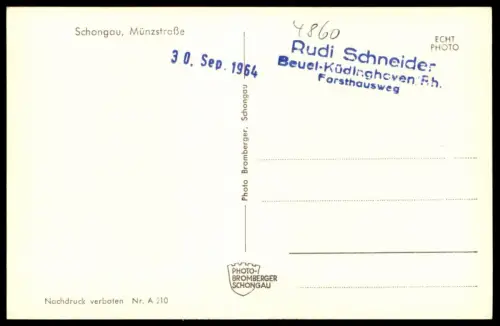 ALTE POSTKARTE SCHONGAU MÜNZSTRASSE DREI VW KÄFER VOLKSWAGEN BREZELKÄFER Ansichtskarte AK cpa postcard