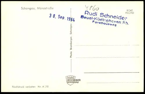 ALTE POSTKARTE SCHONGAU MÜNZSTRASSE DREI VW KÄFER VOLKSWAGEN BREZELKÄFER KDF Ansichtskarte AK cpa postcard