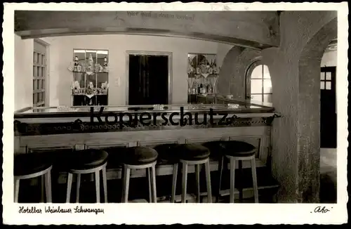 ALTE POSTKARTE SCHWANGAU HOTEL WEINBAUER HOTELBAR BAR COCKTAILGLÄSER SHAKER Telefon Füssen postcard Ansichtskarte