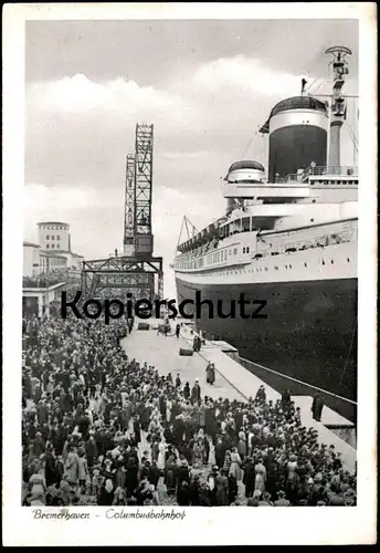 ÄLTERE POSTKARTE BREMERHAVEN COLUMBUSBAHNHOF Columbus-bahnhof Hafen harbour port Dampfer Schiff ship postcard cpa AK