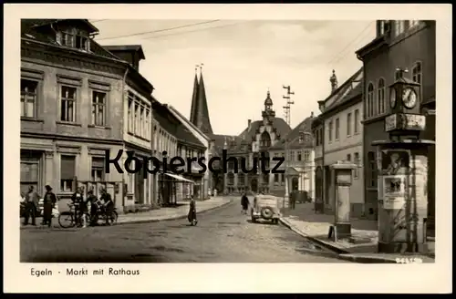 ALTE POSTKARTE EGELN MARKT MIT RATHAUS PLAKAT WERBUNG PFERDERENNEN UHR Ansichtskarte AK cpa postcard