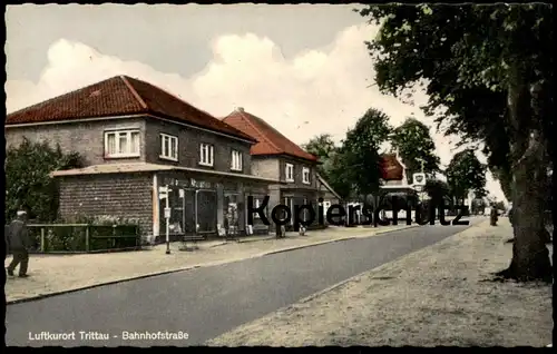 ÄLTERE POSTKARTE LUFTKURORT TRITTAU BAHNHOFSTRASSE BP TANKSTELLE BRITISH PETROLEUM filling petrol station de service AK