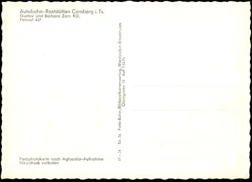 ÄLTERE POSTKARTE AUTOBAHN-RASTSTÄTTEN CAMBERG IM TAUNUS RASTHAUS RASTSTÄTTE RASTHOF AUTOHOF highway motorway autoroute