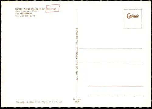 ÄLTERE POSTKARTE HOTEL AUTOBAHN-RASTHAUS FERNTHAL ÜBER LINZ ASBACH RASTHOF AUTOHOF RASTSTÄTTE highway motorway autoroute