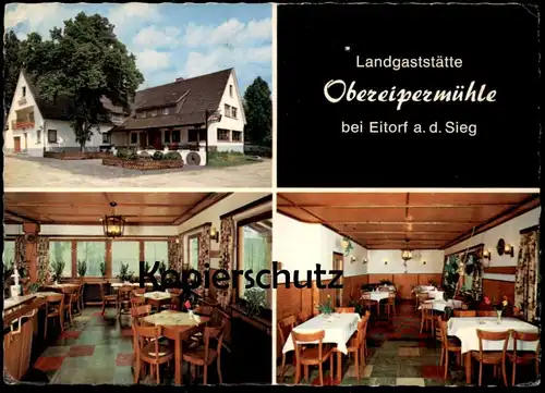 ÄLTERE POSTKARTE EITORF LANDGASTSTÄTTE OBEREIPERMÜHLE OBEREIPER MÜHLE FLASCHE ASBACH URALT Ansichtskarte postcard AK cpa